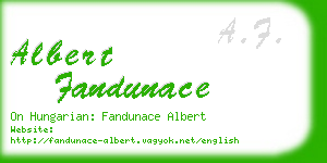 albert fandunace business card